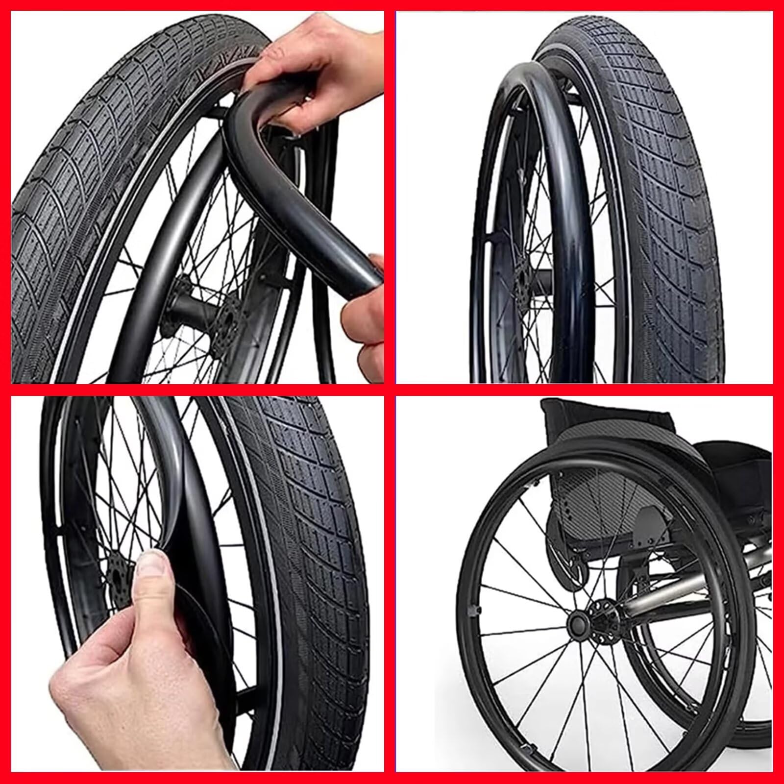 Fundas antideslizantes para llantas de silla de ruedas de 56/60 cm - Mejoran el agarre y protegen el empuje manual - Accesorio duradero para rueda trasera - Funda para silla de ruedas [Clase energétic