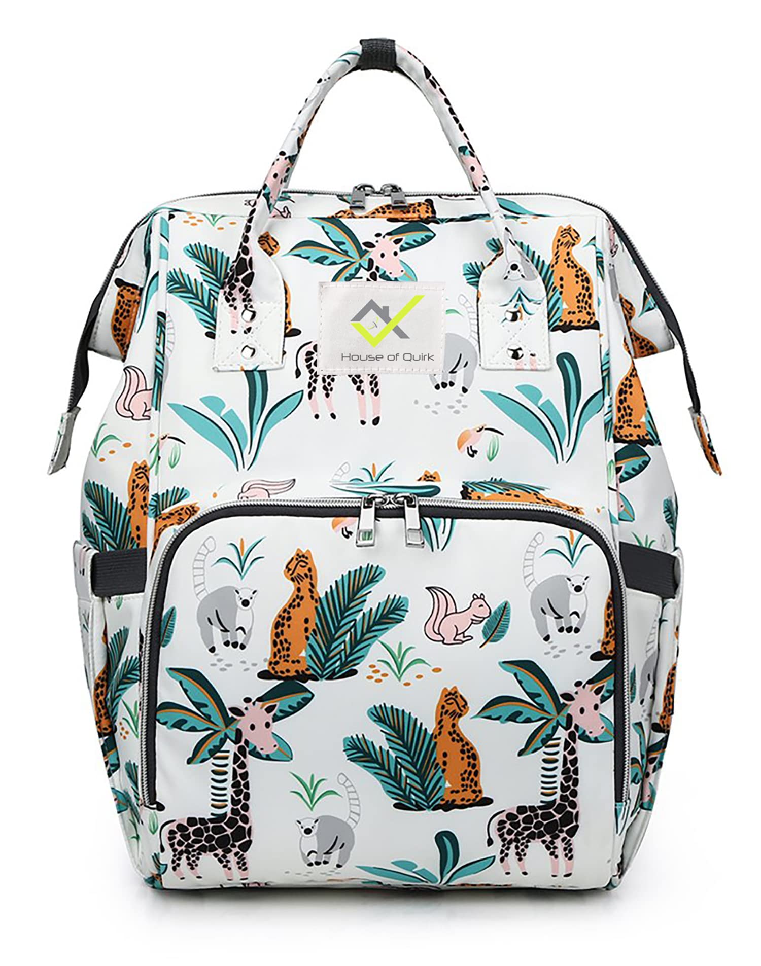 House of Quirk Baby Diaper Bag Maternity Backpack (White Animal)-image-37