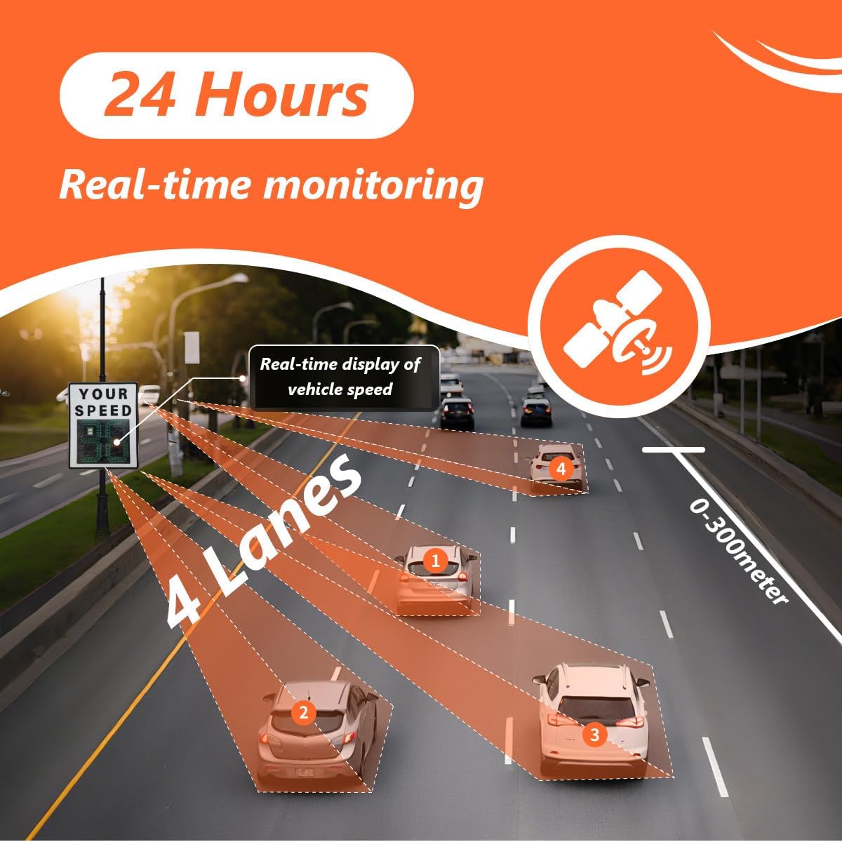 Solar Powered LED Radar Speed Display Sign 60x90cm - Flashing Speed Limit Indicator & Digital Feedback Sign for Enhanced Road Safety, Eco-Friendly Solution