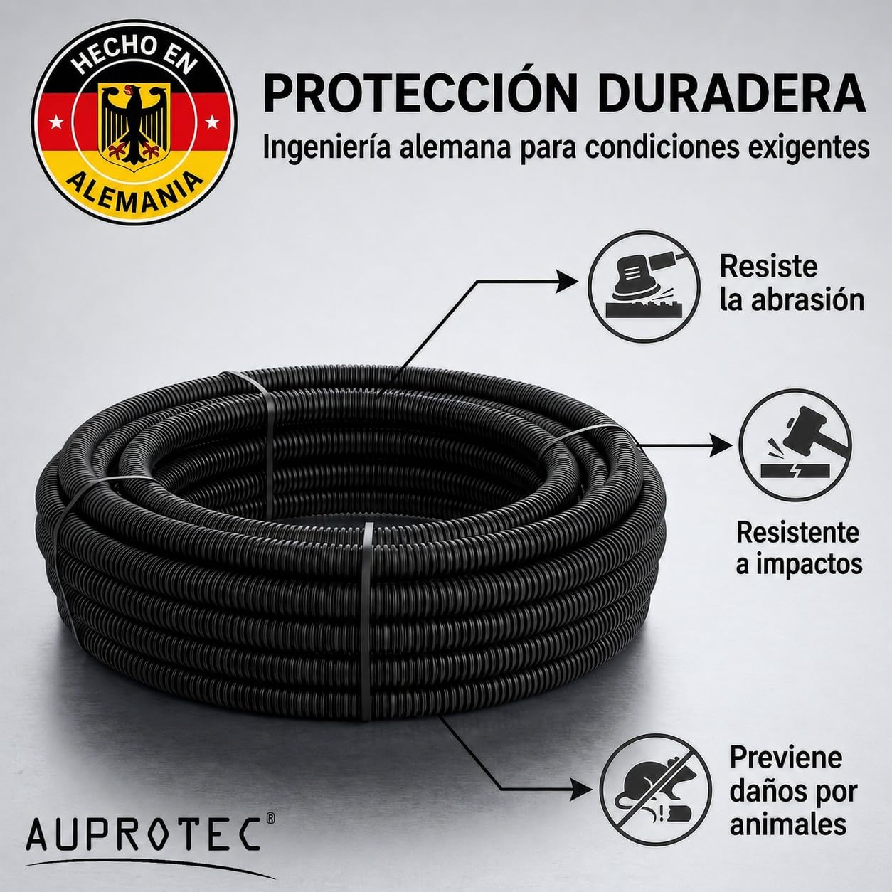 AUPROTEC Tubo Corrugado sin Ranura 2 a 50 m/Conducto para Cables subterráneos/Resistente a los Rayos UV/Manguera Protectora de Cables Negro - Diámetro Interior 29 mm, Longitud 2 m — view 7