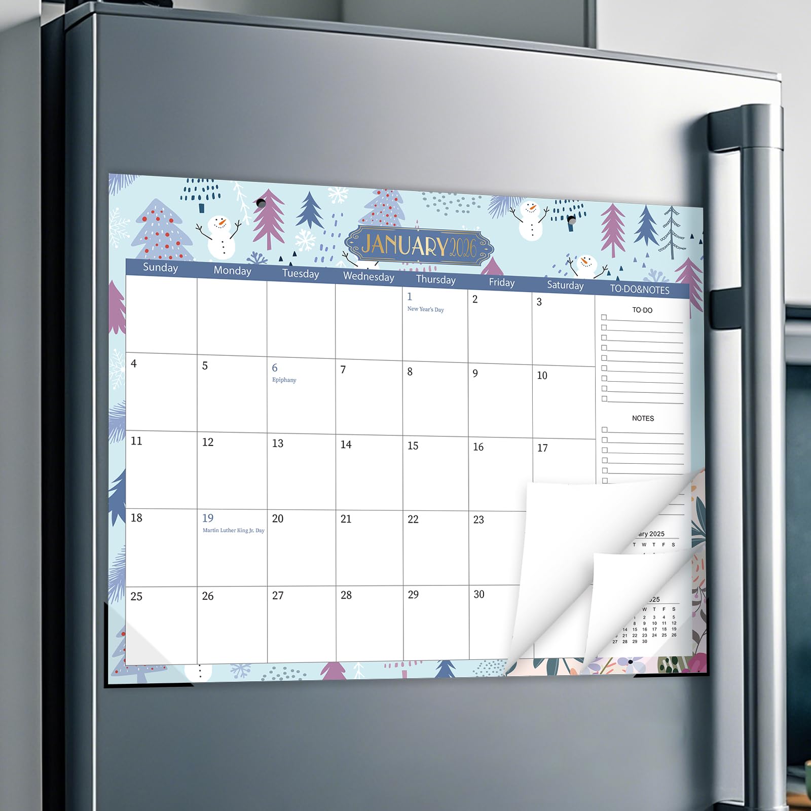 GuassLee Aesthetic Magnetic Calendar 2026-2027, Magnetic Planner for Fridge 14"x11.5", Runs from Jan. 2026 to Jun. 2027, 18 Monthly Refrigerator Calendar Planner for Easy Planning and Organizing