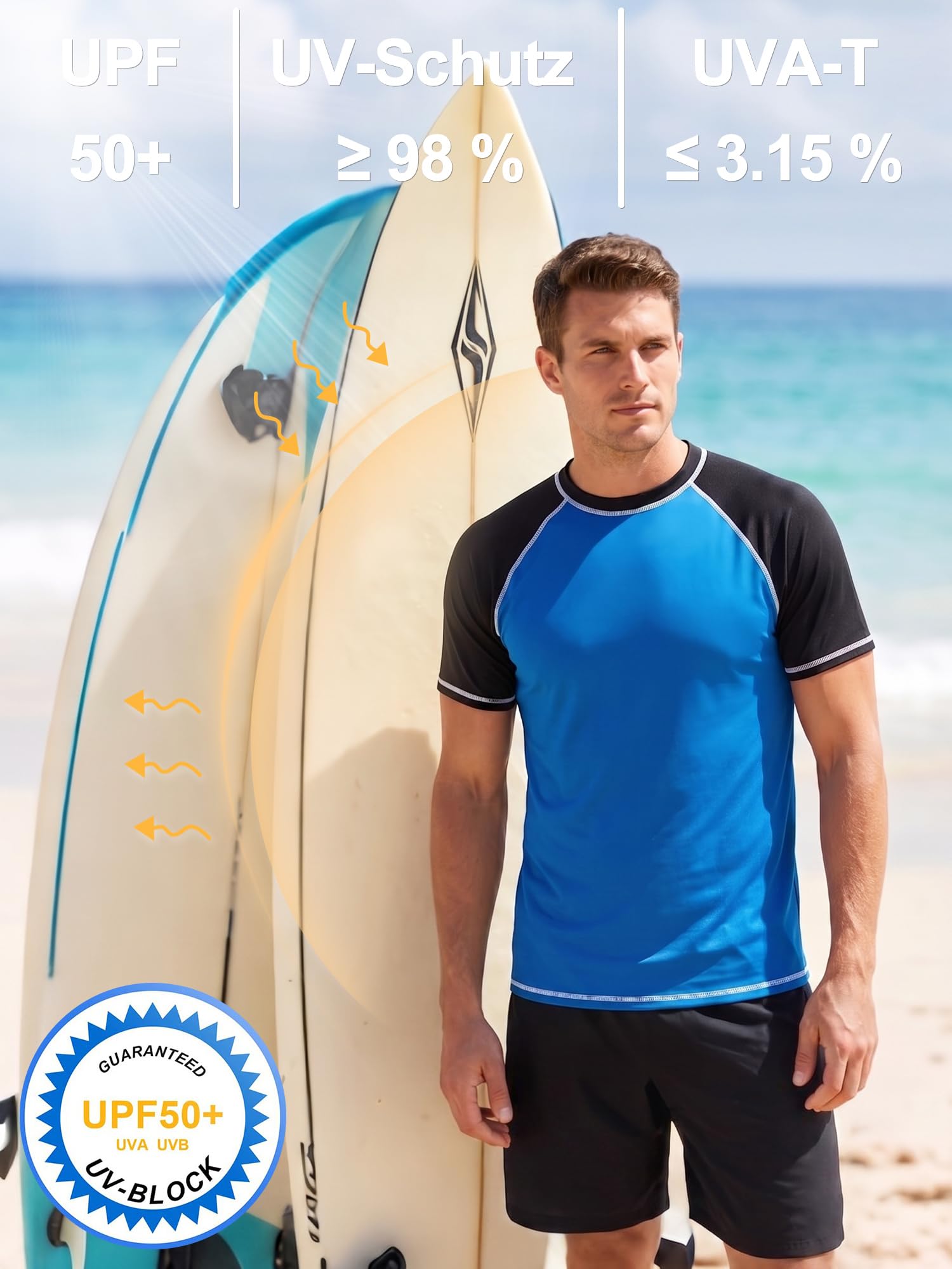 YuKaiChen Rashguard Camiseta de natación para hombre, de secado rápido, transpirable, de manga corta, para deportes acuáticos