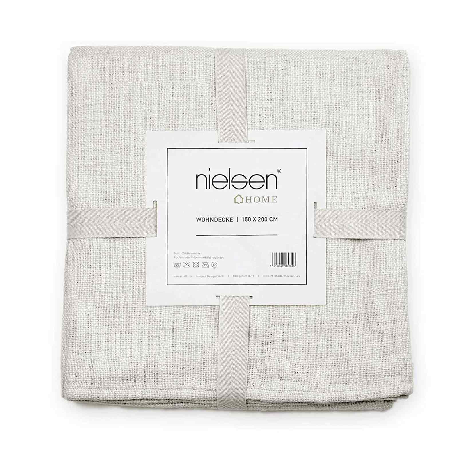 Plaid Avivo en coton blanc pour des soirées cocooning