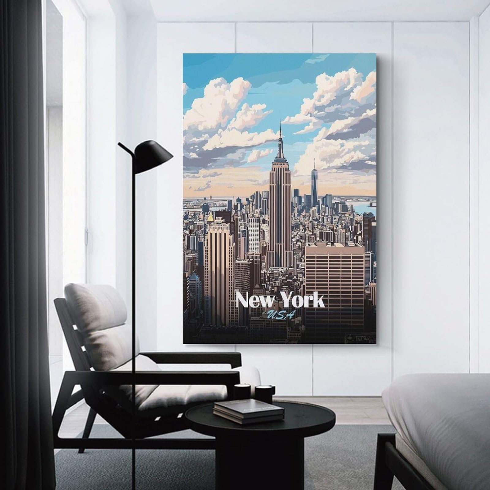 Junmoney New York City Skyline(3) Canvas Wall Decor 24x36inch(60x90cm), for Workspace Walls, Study Corners Or Bedrooms, Decorative Artwork for Productive Spaces