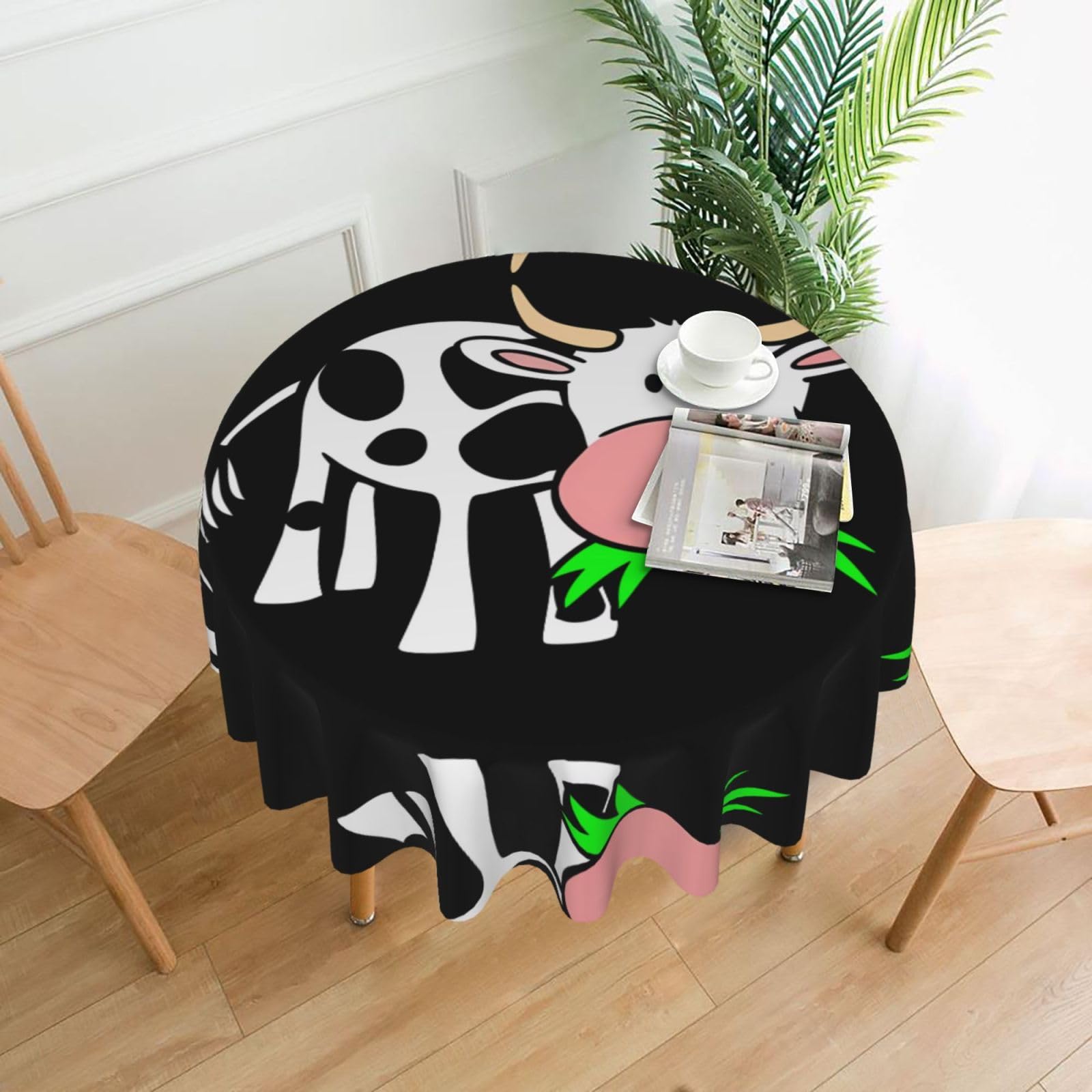 hhxvcv Cute Little Cow Round Tablecloth – Dining Table Cover