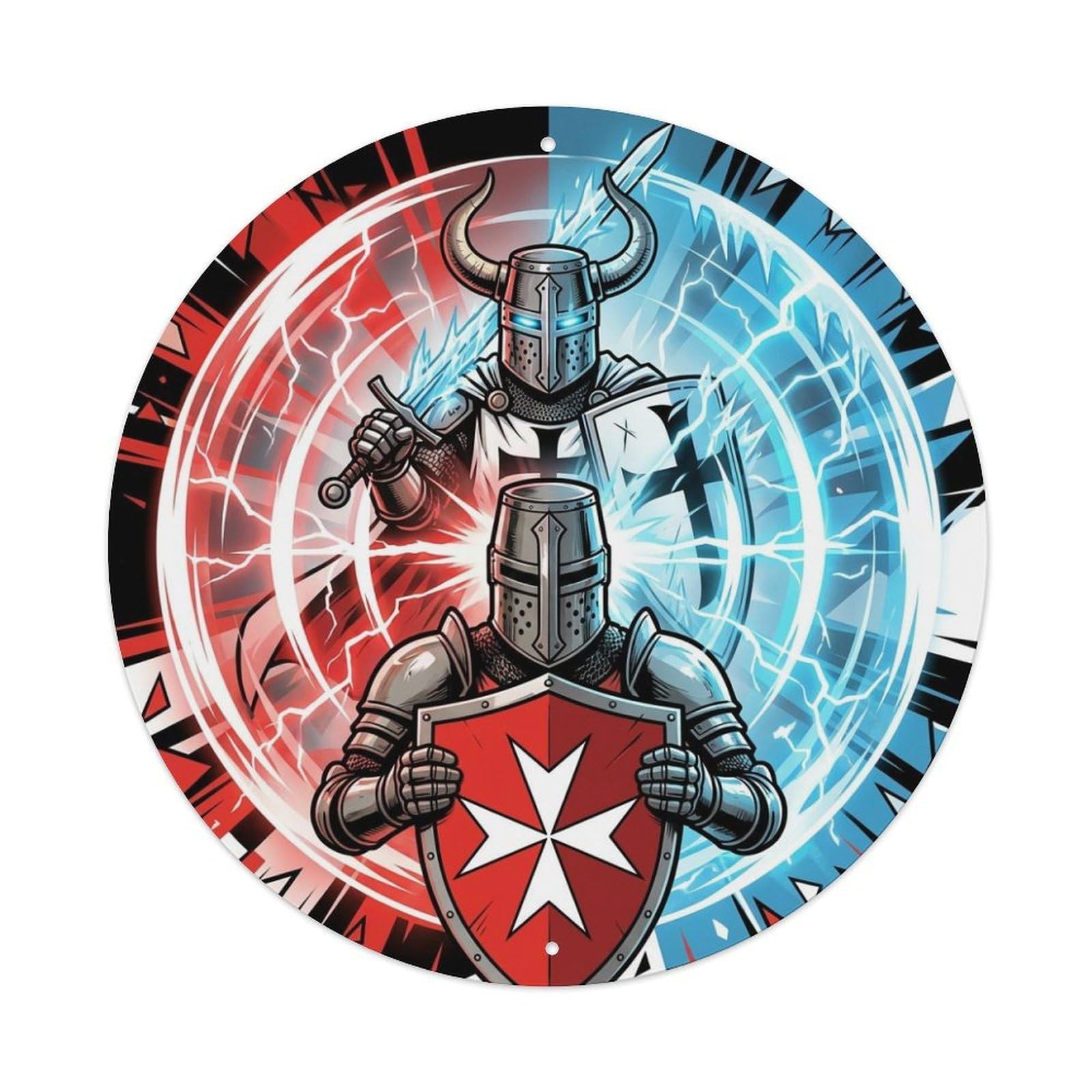 Teutonic Hospitaller Knight Order Sacred Shield Medieval Metal Tin Sign Plaque Wall Decor for Cafe, Man Cave, Club Bar, Office, Home Garden Round Metal Poster 8x8Inch
