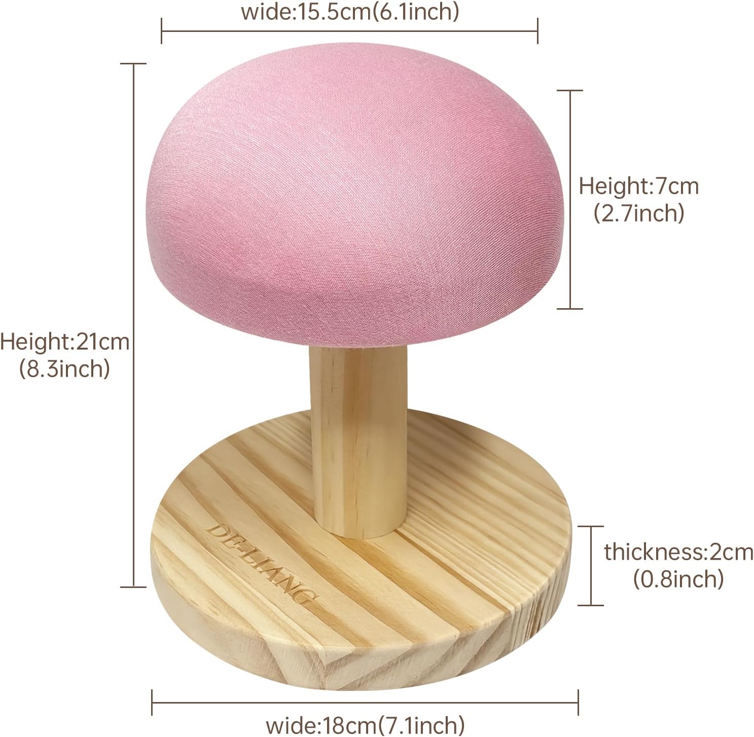 Bra Wooden Ironing Board, Mini Soft Padded Sleeve Pressing Board with Round Base, Tailor’s Hams with Removable Cotton Cover for Small Table Top Pressing Pad, Long-7.1 Inch, Pink