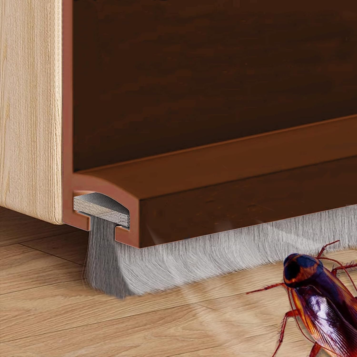 Vingspina 100cm Marrón Junta de Cepillo para Puerta, Burlete Silicona Puerta Autoadhesivo para Burlete de Puerta, Burlete Bajo Puerta, Ajustable Tira de Sellado para Antipolvo, (Brown)