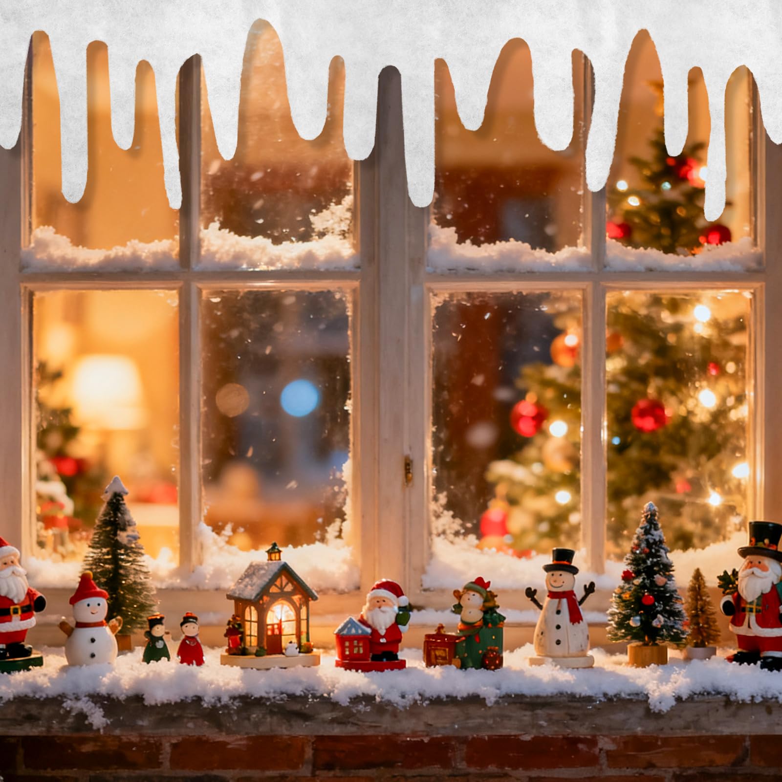 Kuvarix 3 Stück Weihnachten Kunstschnee, Eiszapfen Schneedecke Deko, 120×36cm Kamin Kunstschnee Matte, Schneematte Deko Weihnachten für Weihnachtsdorf Kamin Fensterbank Tür Wanddekoration Küche, Haushalt & Wohnen