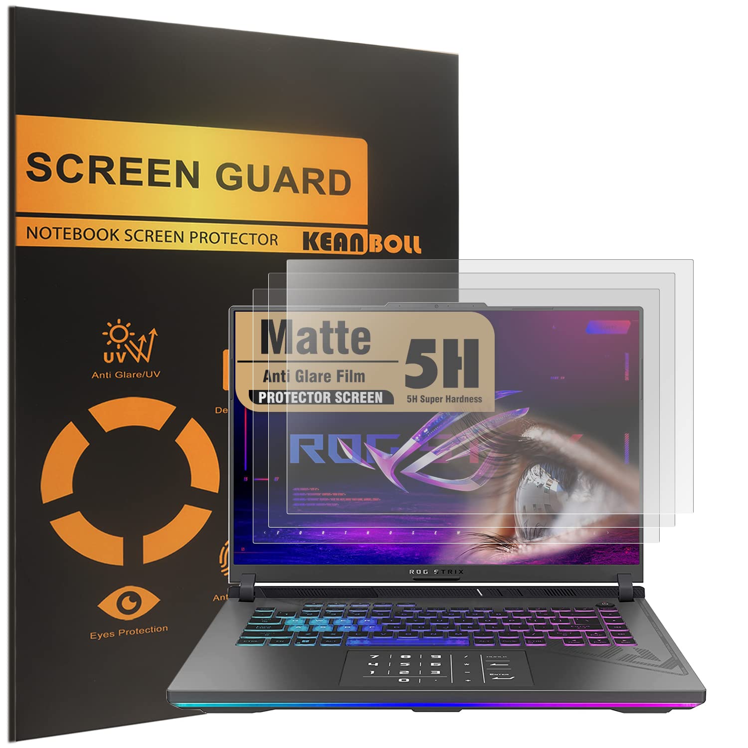 KEANBOLL 3 Pack Anti Glare Matte Screen Protector for 2025-2024-2023 ASUS ROG Strix G16 & ROG Strix SCAR 16 inch Laptop, Eye Protection and Anti Fingerprint Shield