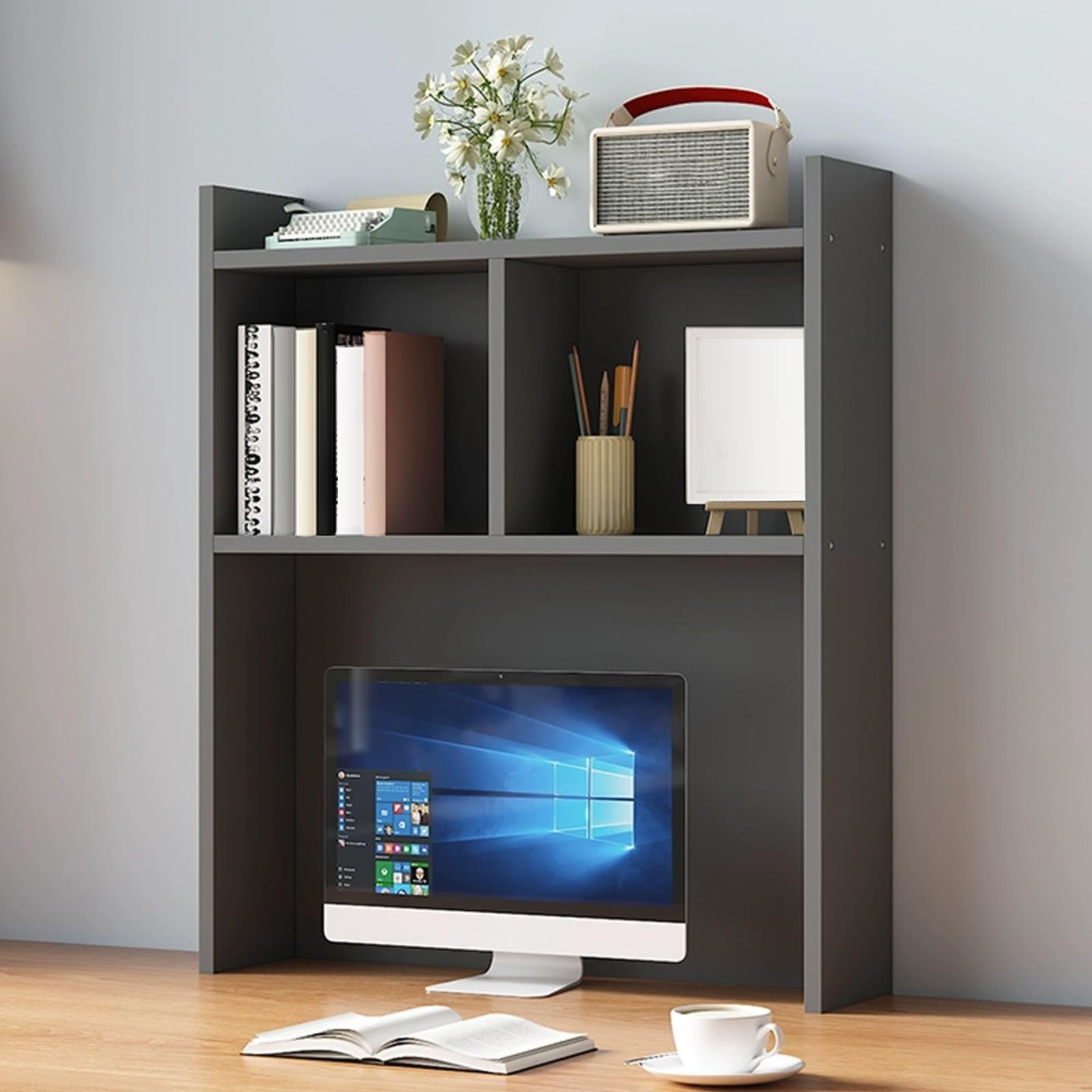 CWCQGH Dorm Room Desk Organizer - Teacher's Computer Table with Cubbies, Home Office Storage Solution, Stylish Bedroom Desk Shelf for Maximum Space Efficiency,Gay-70cm/27.6in
