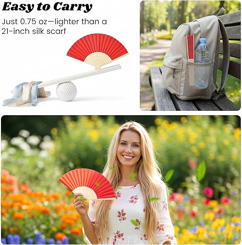 Miniatura 77 de JOHOUSE 12 abanicos de papel blanco de mano – Ventilador de mano plegable de 8.3 pulgadas, ventiladores plegables de mano para mujeres, ventilador