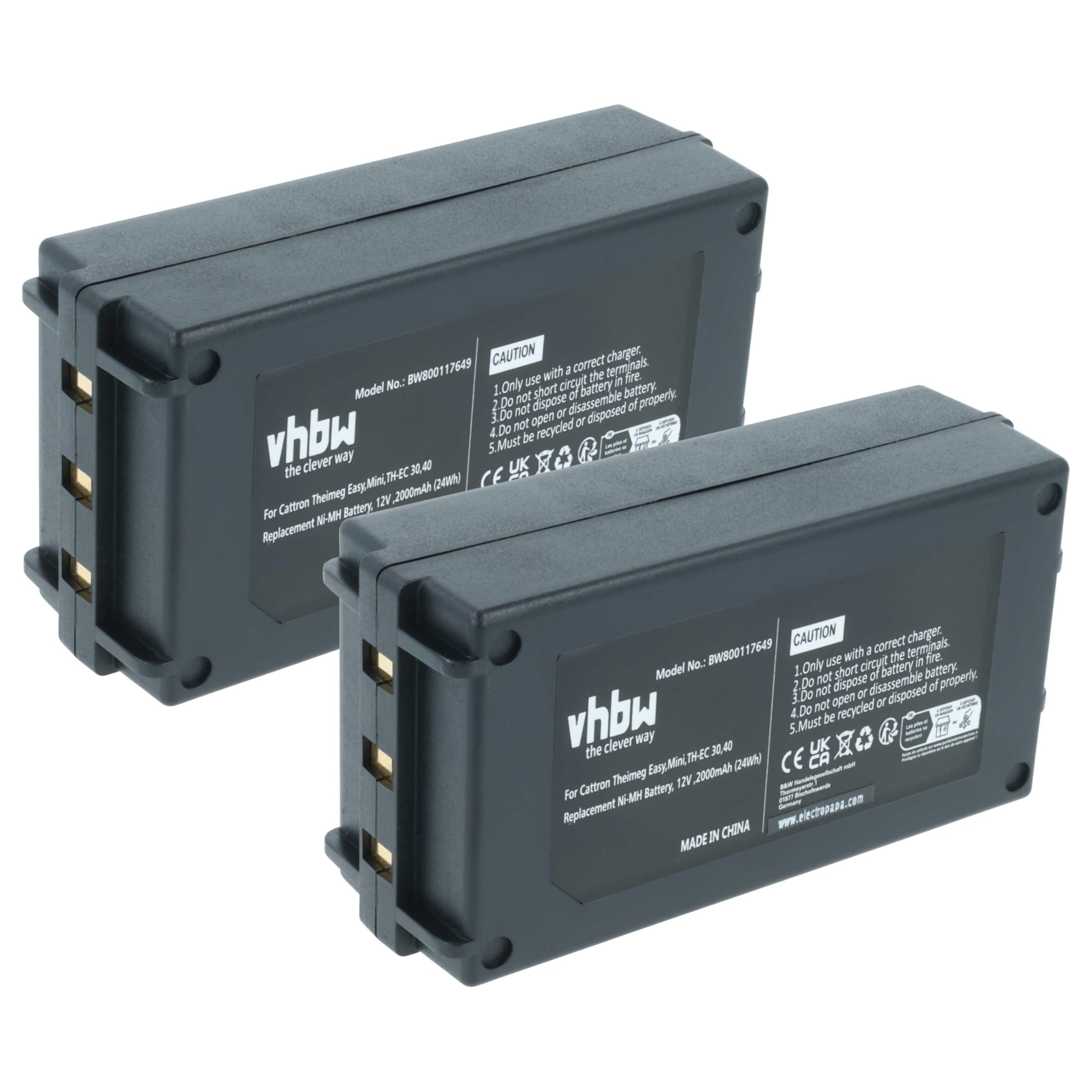 vhbw 2X Akku Ersatz für Cattron Theimeg BT92300075