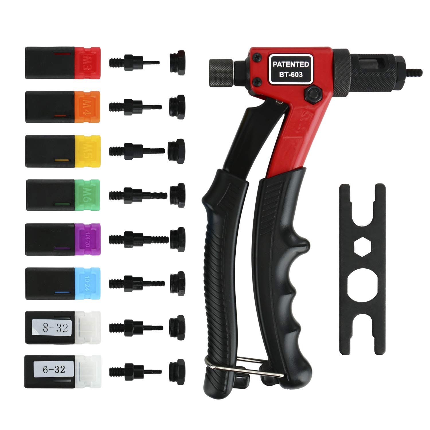 Buy 8" RIVET NUT With 8 Mandrels M3 M4 M5,M6,1/420,1024, 832, 632