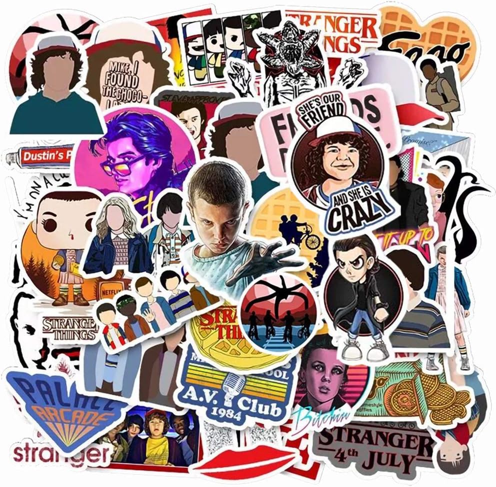 cute vsco stranger things stickers for water bottles big 50 pack cute waterproof aesthetic trendy stickers for teens girls perfect for waterbottle laptop phone travel extra durable amazon co uk computers accessories