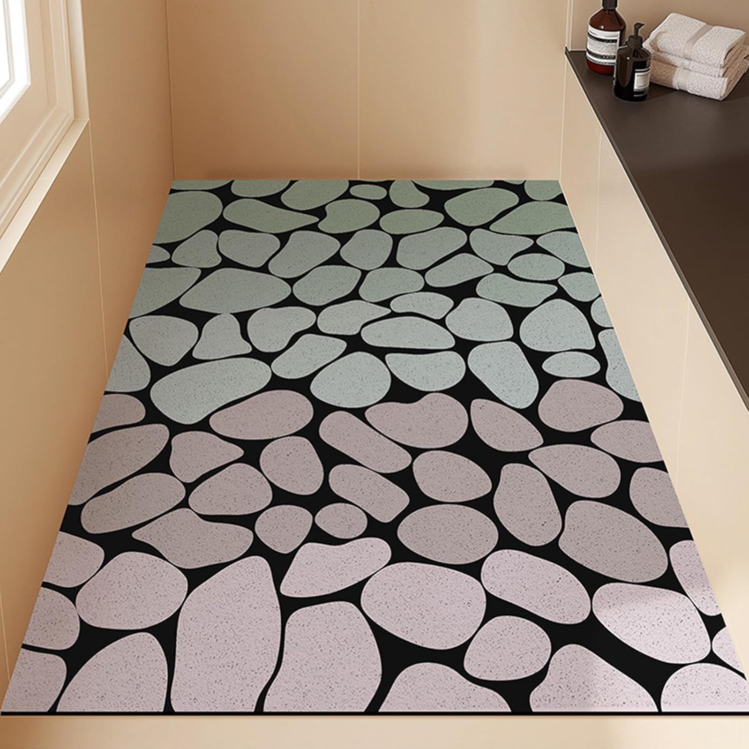 Alfombrilla de Ducha Antideslizante Alfombra Ducha – Guijarro luffa y rápida(Came,60X90cm)