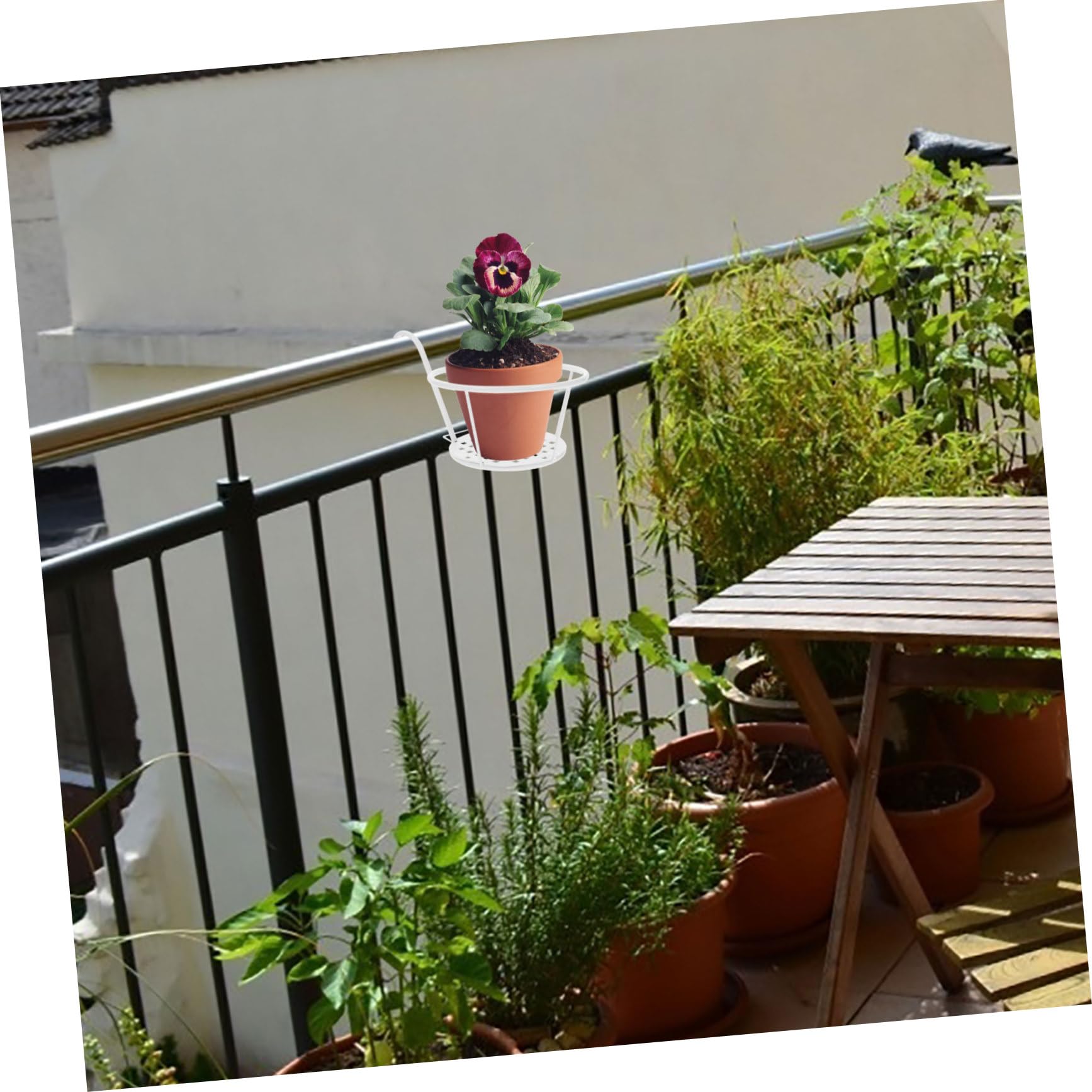 Yardwe 2pezzi Portavaso Da Appendere Ferro Artigianale Con Ganci Per Balcone e Giardino Per Fioriere Sospese Decorazione Per Casa e Ufficio Bianco