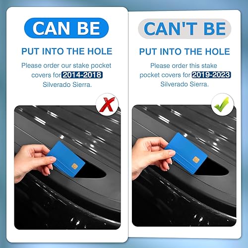 Miniatura 5 de Shademax Fundas de bolsillo para estaca de ajuste personalizado para GMC Sierra y Chevrolet Silverado 2019-2020 tapones de agujero para barandilla