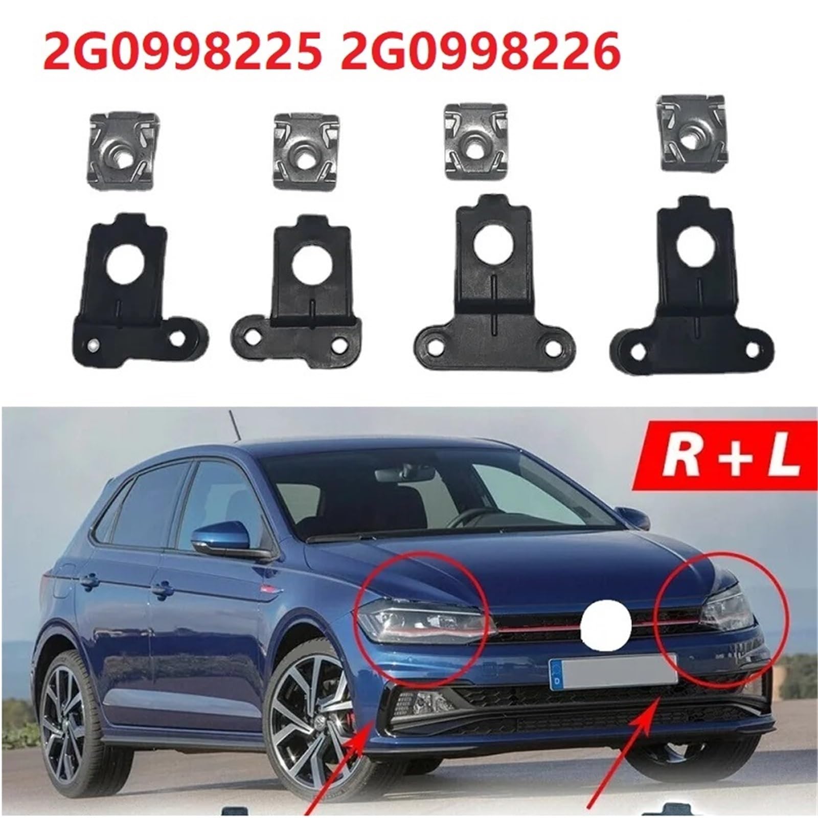 Uchwyt Montażowy Pasuje do VW POLO 2016-NOWSZE Uchwyt reflektora Pazur Części naprawcze reflektorów samochodowych 2G0998225 2G0998226 Lewy i prawy(Left Right)