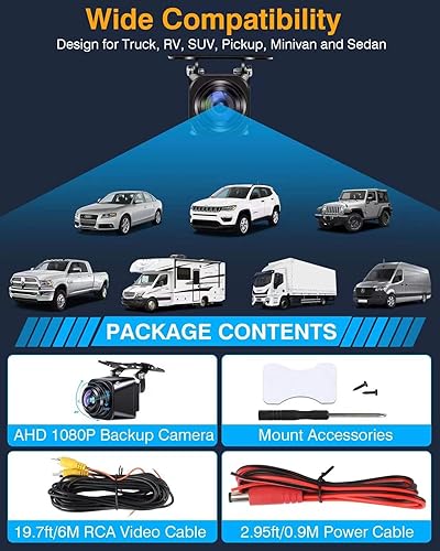 Miniatura 7 de Rotación de 360 Cámara de respaldo AHD 1080P carcasa de metal cámara de visión trasera cámara de respaldo universal para automóvil, camión, RV, SUV