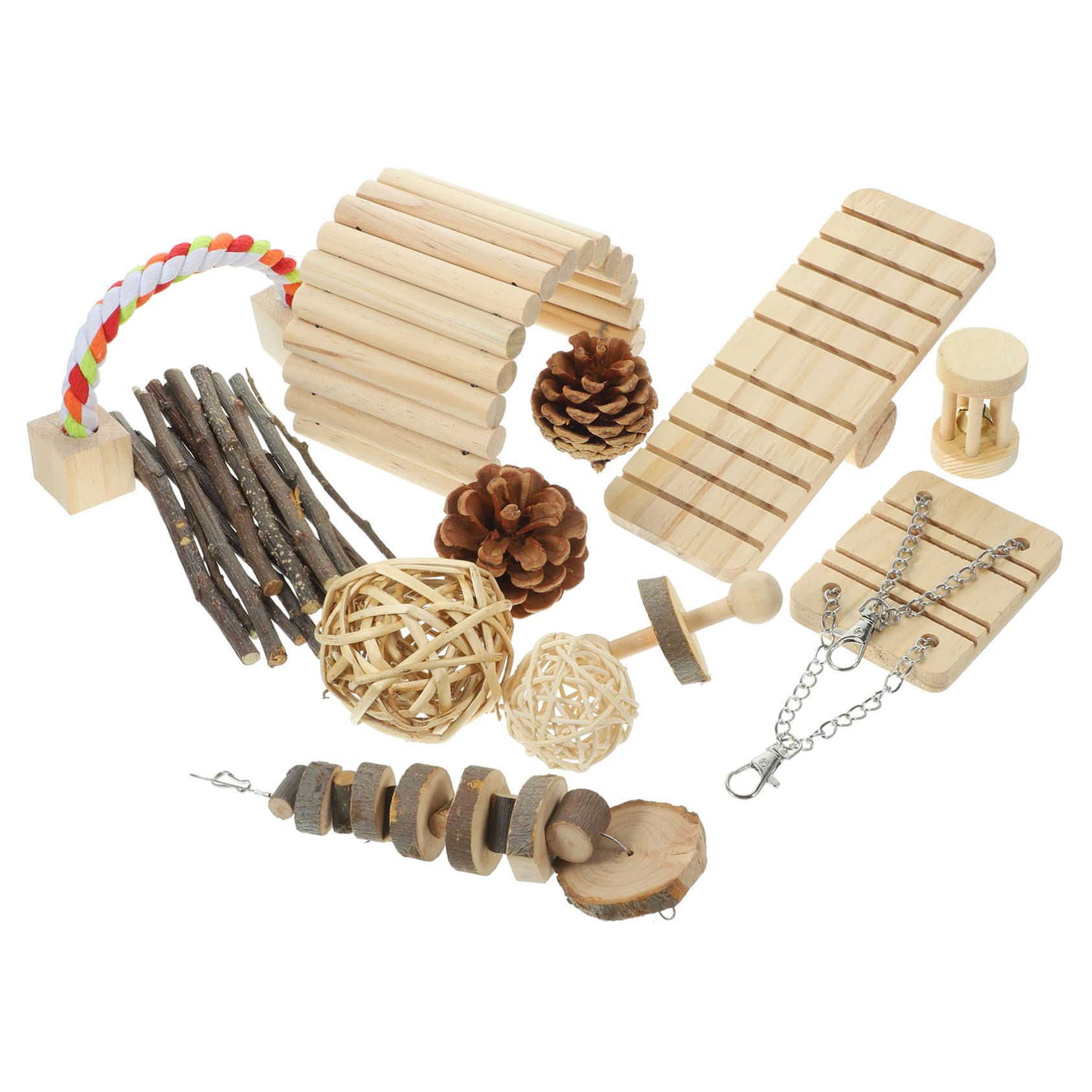 VANZACK Hamster Spielzeug Set mit Beißring aus Holz für Kleine Haustiere Kauspielzeug für Meerschweinchen und Kaninchen