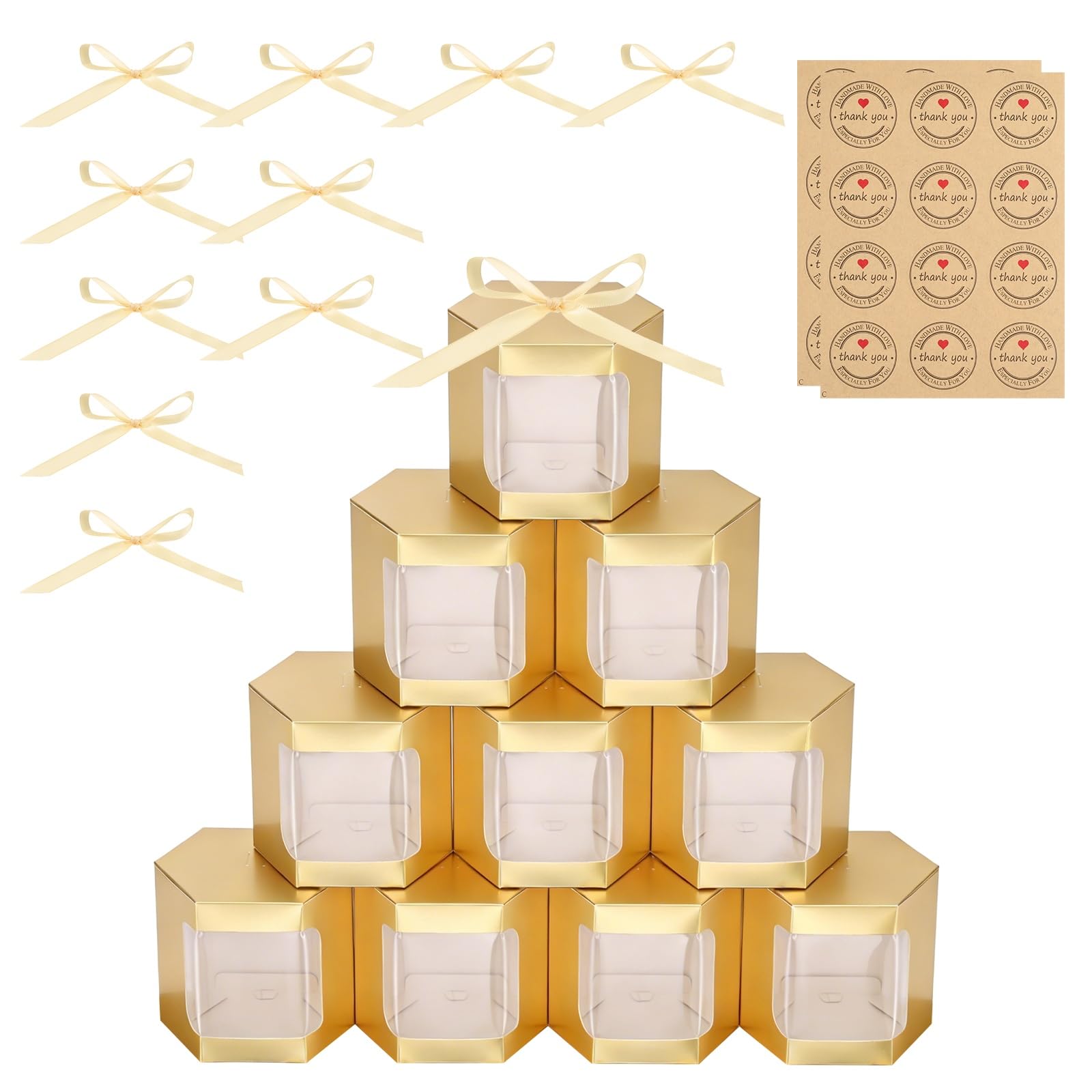 Photo 1 of uxcell Gold Kraft Paper Cake Boxes (10 Pcs)