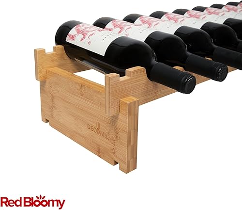 Miniatura 8 de Estante apilable de bambú para vino para 72 botellas, 8 niveles y resistente, de pie, almacenamiento modular de vino, almacenamiento de botellas de