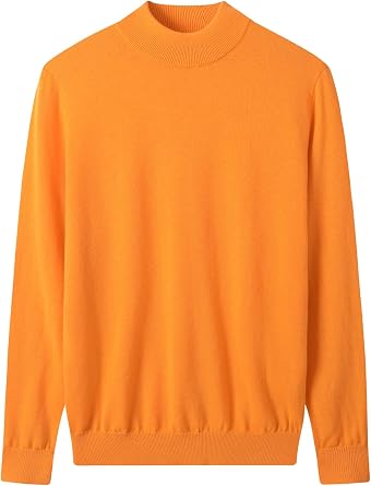 ZHILI Mens 100% Merino Wool Mock Neck Pullover Sweater