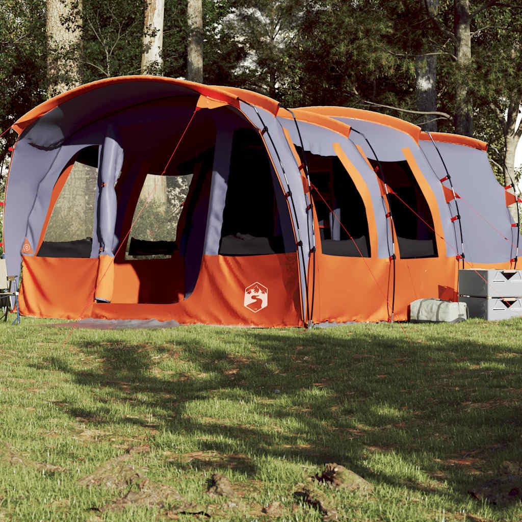 Tunel Family Tent dla 8 osób, szary, wodoodporny, 430 x 314 x 183 cm, przenośny schronisko kempingowe z powłoką PU, łatwa konfiguracja na świeżym powietrzu