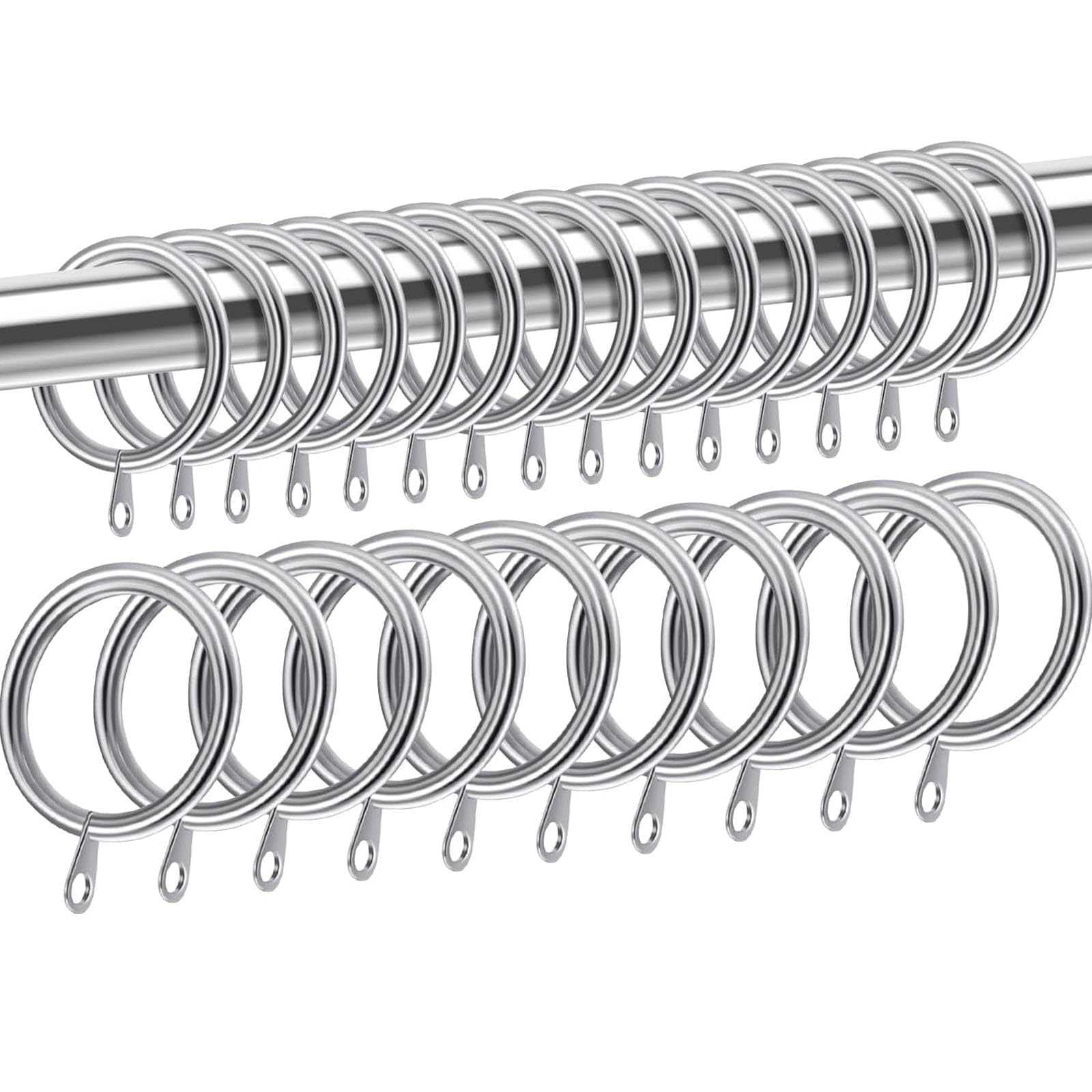 25 Pack Metal Curtain Rings 35mm Internal Diameter – Silver Curtain Rings for Poles – Curtain Pole Rings for Drapery, Shower Rods & Curtain Hoops – Durable Hanging Circles
