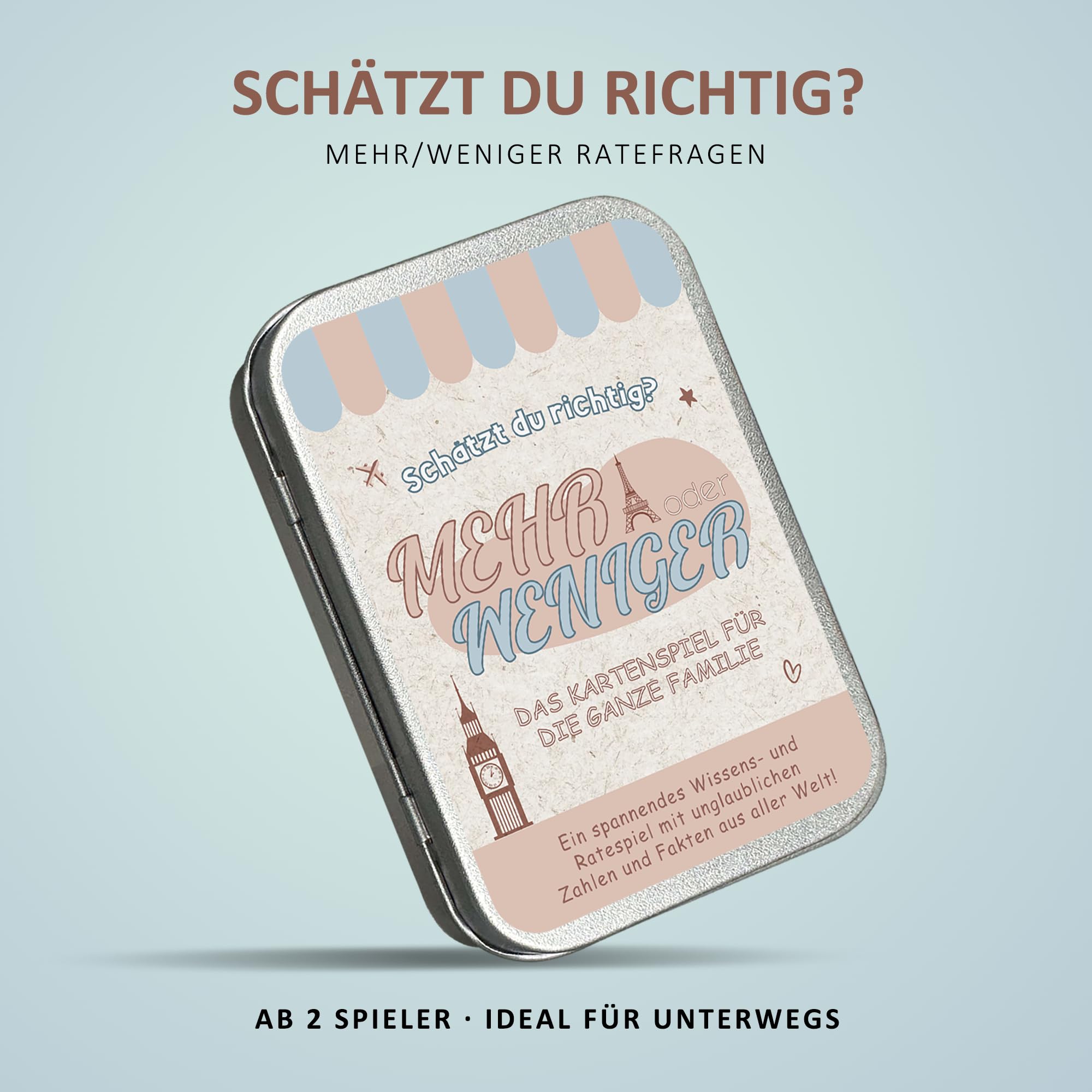 BIROYAL Mehr oder Weniger Schätz mal Card Game, Various Colours, klein - Image 2