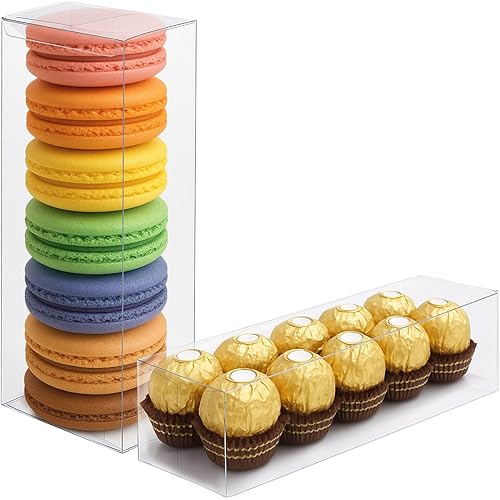 VGOODALL 30 cajas transparentes de recuerdo, 8.2 x 2.75 x 2.2 pulgadas, cajas de cubo transparentes para galletas, macarrones, bodas, despedidas de