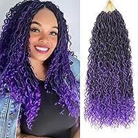 Vista 40 de Cabello de Ganchillo Boho Goddess Locs de 18 Pulgadas, 7 Paquetes de Crochet Goddess Locs con Extremos Rizados, Cabello de Ganchillo Goddess Faux