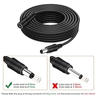 Vista 3 de Cable de extensión de alimentación CC de 16.5 pies, enchufe de 2.1 mm x 5.5 mm Compatible con adaptador de CC de 12 V para cámara de seguridad CCTV