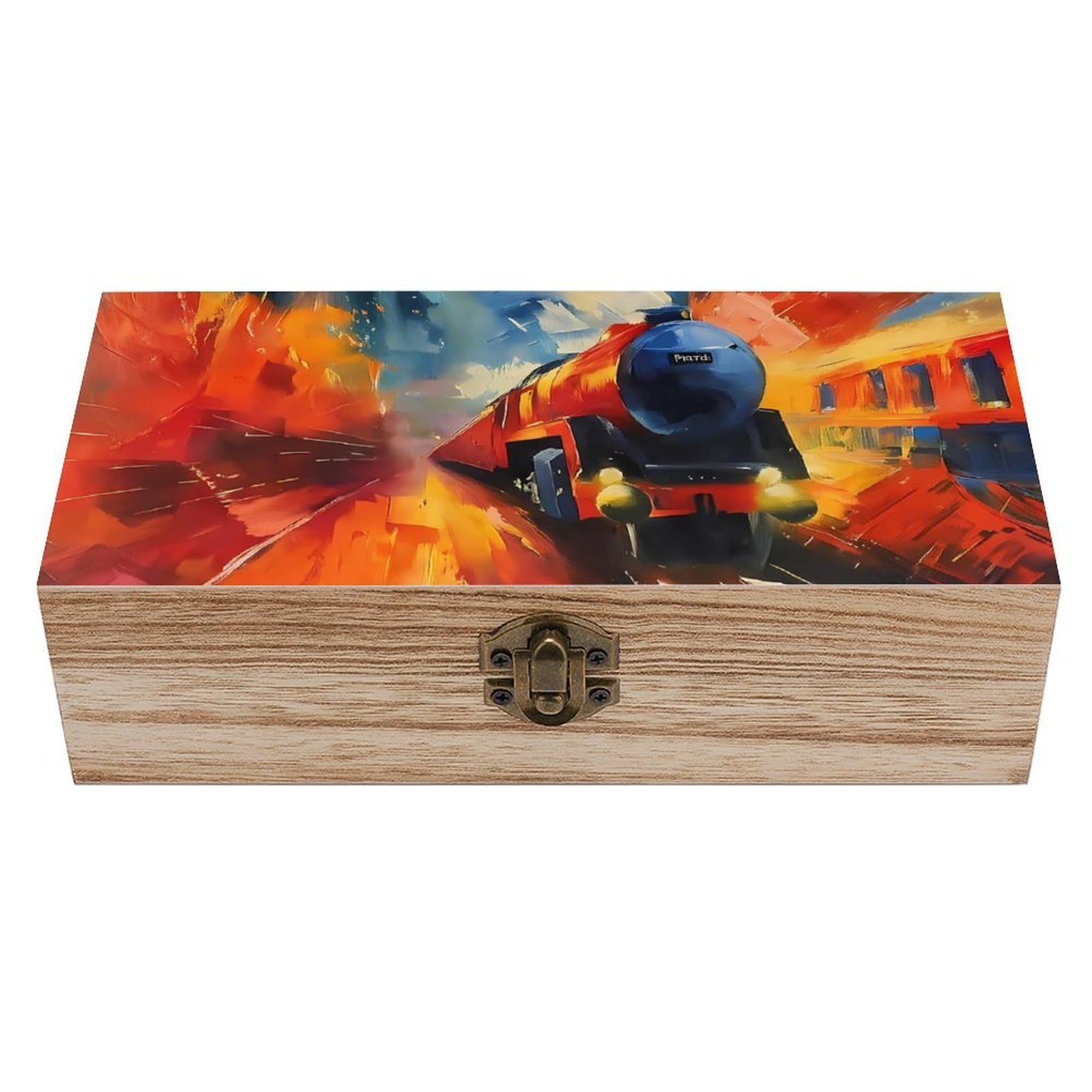 HLBSDM Vintage Train Retro Wooden Storage Box Jewelry Art Gift Boxs Decorative Keepsake Boxes