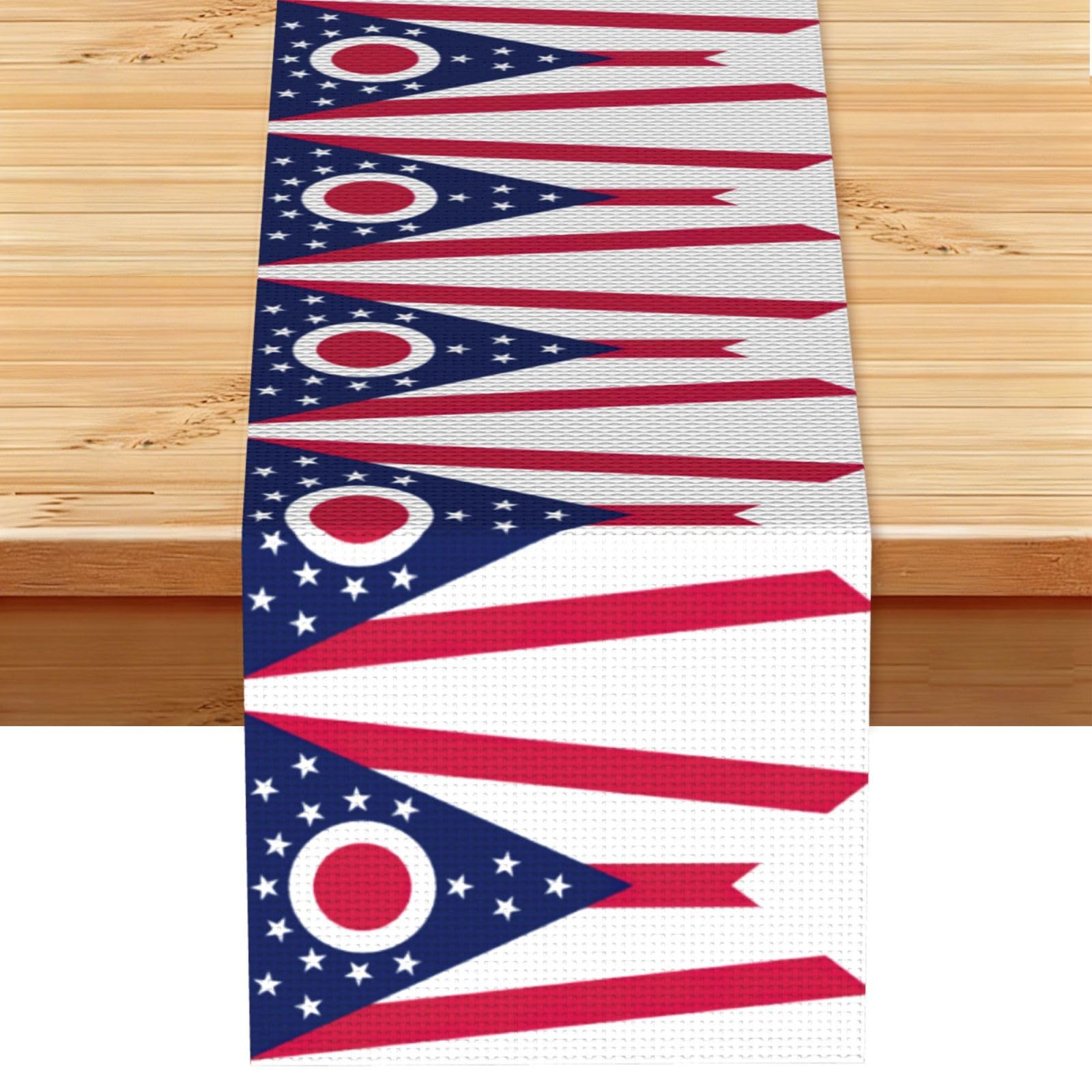 Ohio State Flag Multi Purpose Table Runner for Home Decor, Printed Table Cloth for Kitchen Table, Countertops & Dining Area