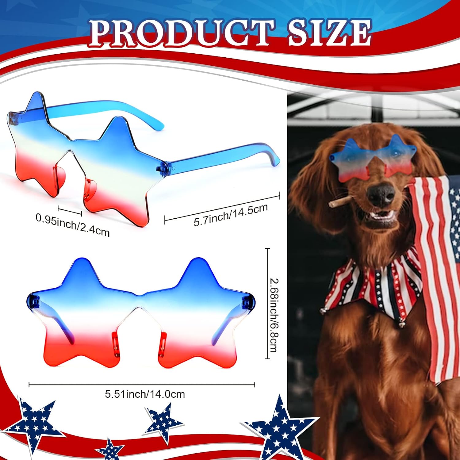 JUSTOTRY 8 Pcs 4th of July Sunglasses Patriotic Glasses Red White and Blue American Flag Sunglasses USA Accessories
