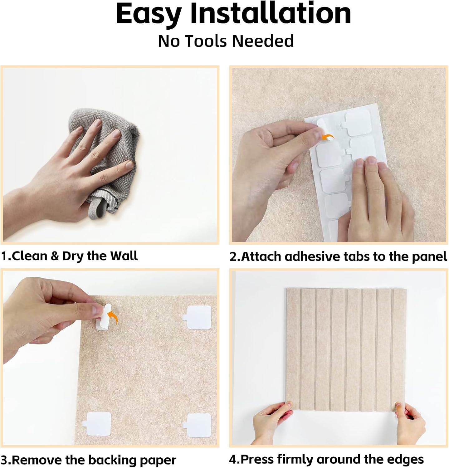 Large Felt Bulletin Board for Wall, 8 Pack Felt Board Tiles, 48'' x 24'' Modular Pin Board with Adhesive Tabs, High-Density Sound-Absorbing Felt Wall Organizer for Home Office, Light Tan (Light Tan)