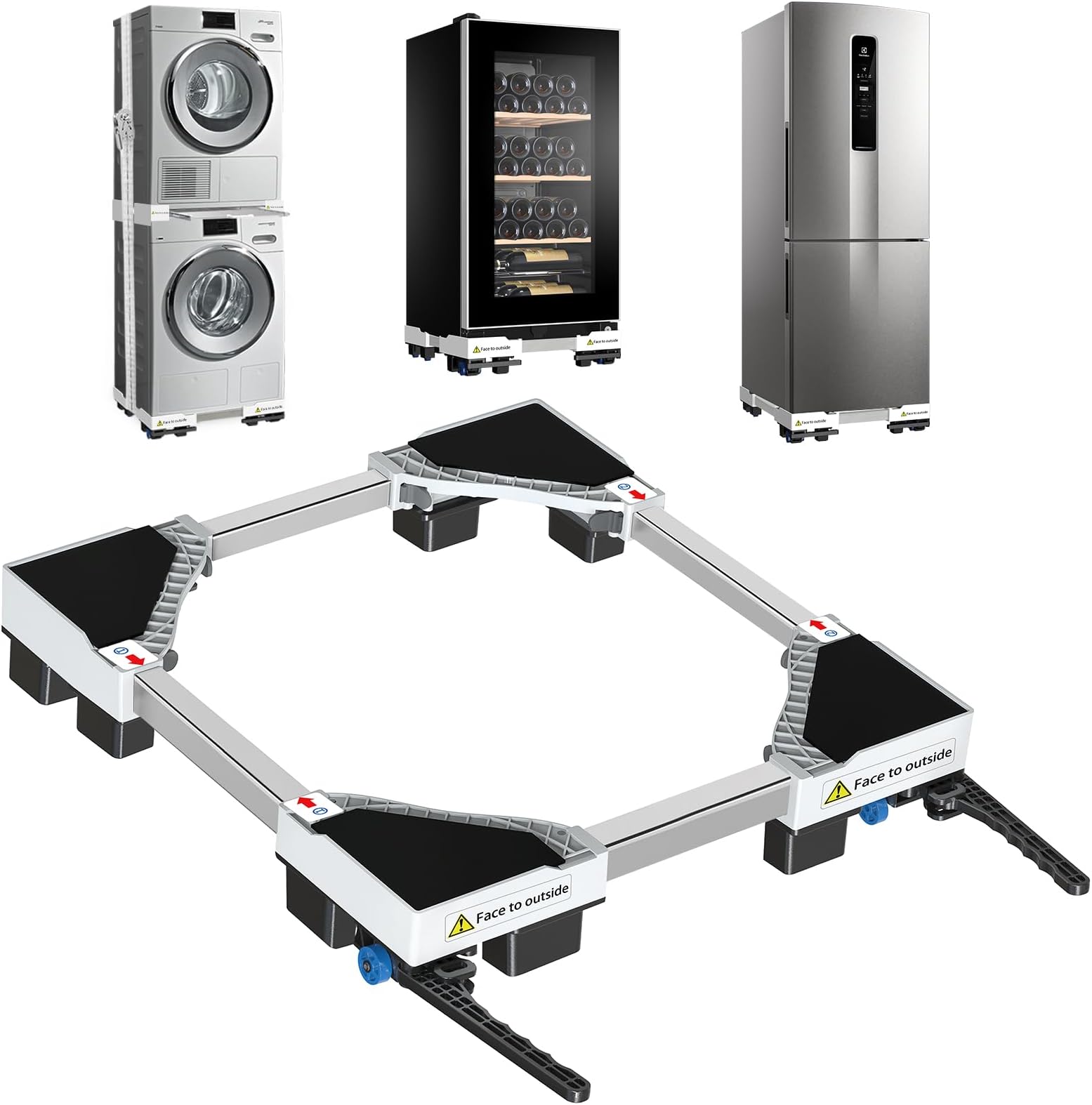 Kiss Core Upgrade Appliance Rollers Heavy Duty, Adjustable Appliance Rollers Mini Fridge Stand with 10 Strong Feet Washer and Dryer Stand for Washer, Dryer, Refrigerators, Furniture Hold Up to 880 LB