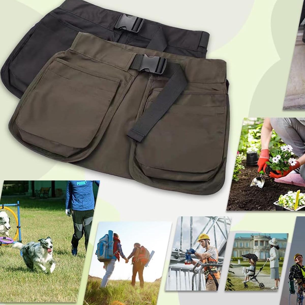 Huba Herramientas de entrenamiento para perros con bolsillos en la cintura, bolsa de entrenamiento para perros, para hombres y mujeres (verde)