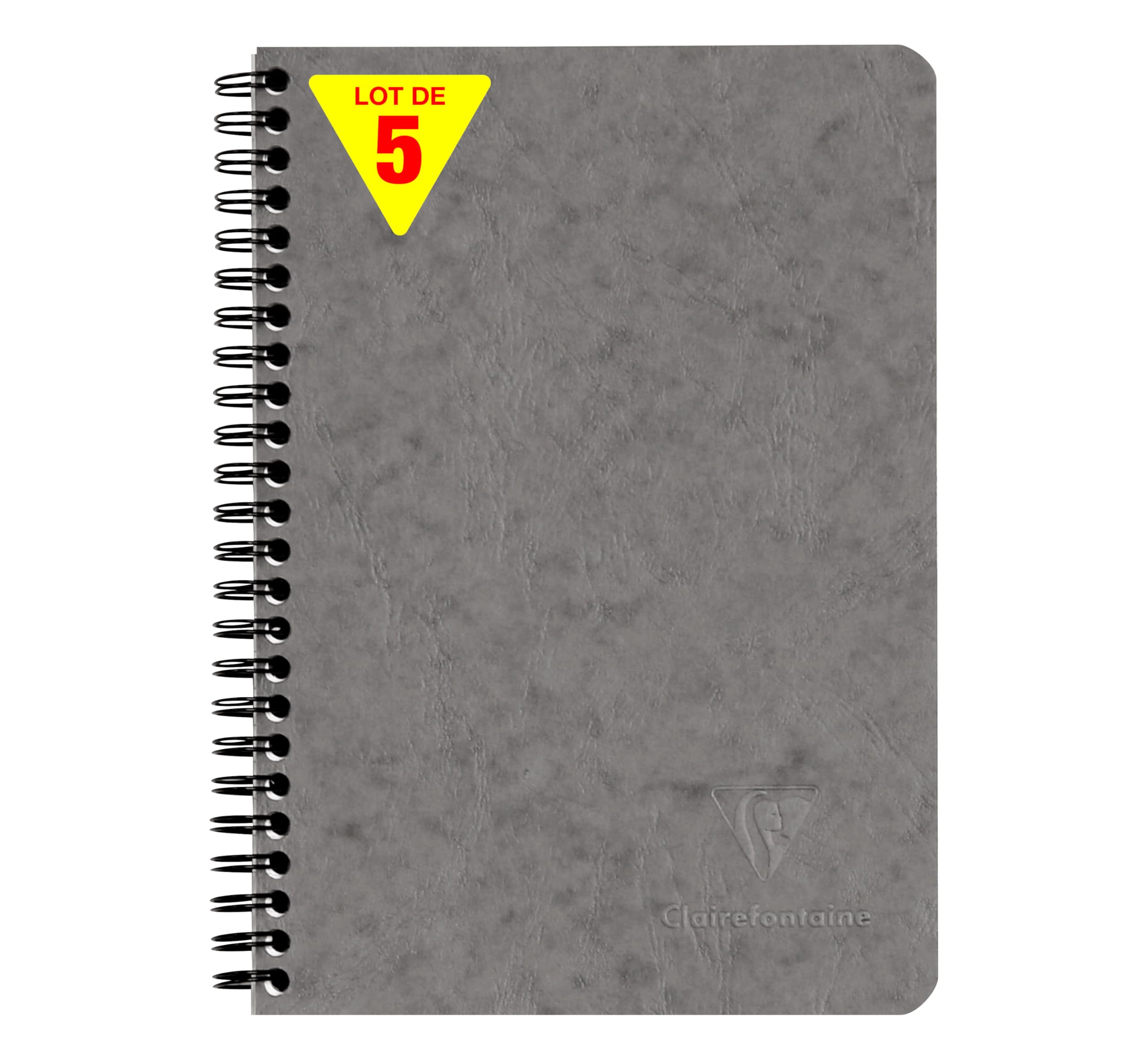 Clairefontaine 785665CPack One Pack of 5 Grey Age Bag Notebooks - A5 14.8x21 cm - 120 Detachable Pages + 3 Dividers with Storage Pockets - Leather Card Covers