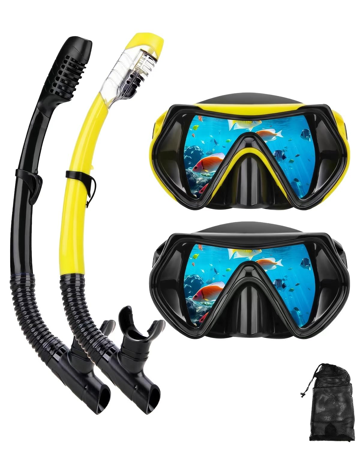 Attrezzatura da snorkeling per adulti, set di maschere da snorkeling a secco, set di maschere per immersioni subacquee per adulti, maschera panoramica per immersioni e snorkeling