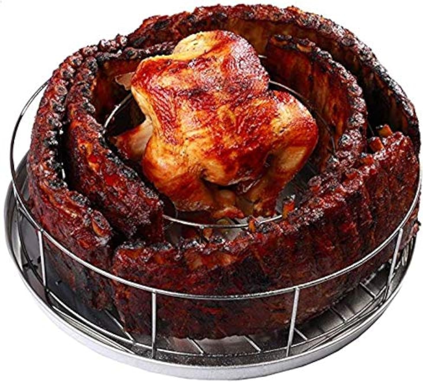 BBQ Guru Rib Rings - Rib Rack and Chicken Roaster for Smoking on Weber, Green Egg, Kamado Joe, Vision, Grill Dome, Primo Grills