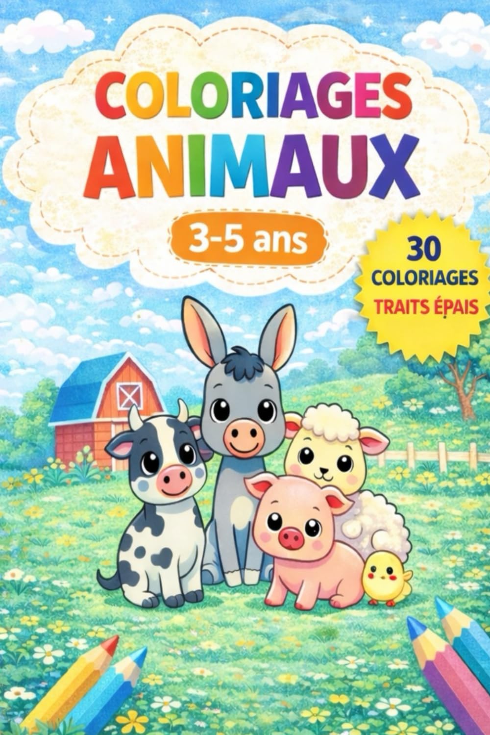 Livre de coloriage animaux – 3 à 5 ans: 30 dessins simples et amusants pour enfants (Coloriages Pour Enfants)