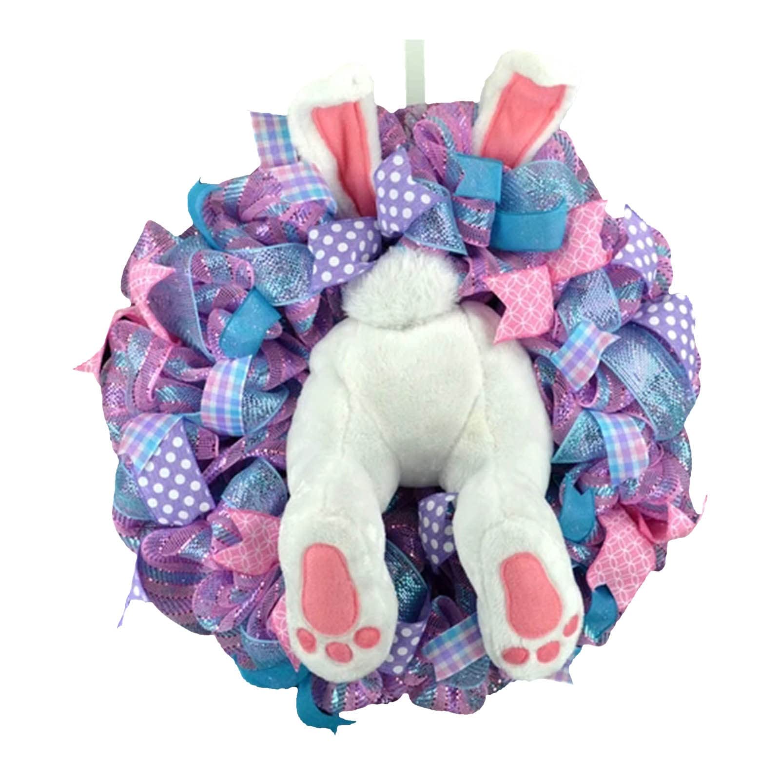 Easter Wreath Front Door Decorations Funny Bunny Butt with Ears Spring Wreath 55x40cm Artificial Easter Door Wreath Festival Home Wall Ornament Cute Easter Gifts for Kids 55x40cm (B)