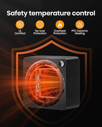 Miniatura 6 de GAIATOP Calentador de espacio, 500 W de eficiencia energética para uso en interiores, calentador eléctrico de escritorio de cerámica PTC,