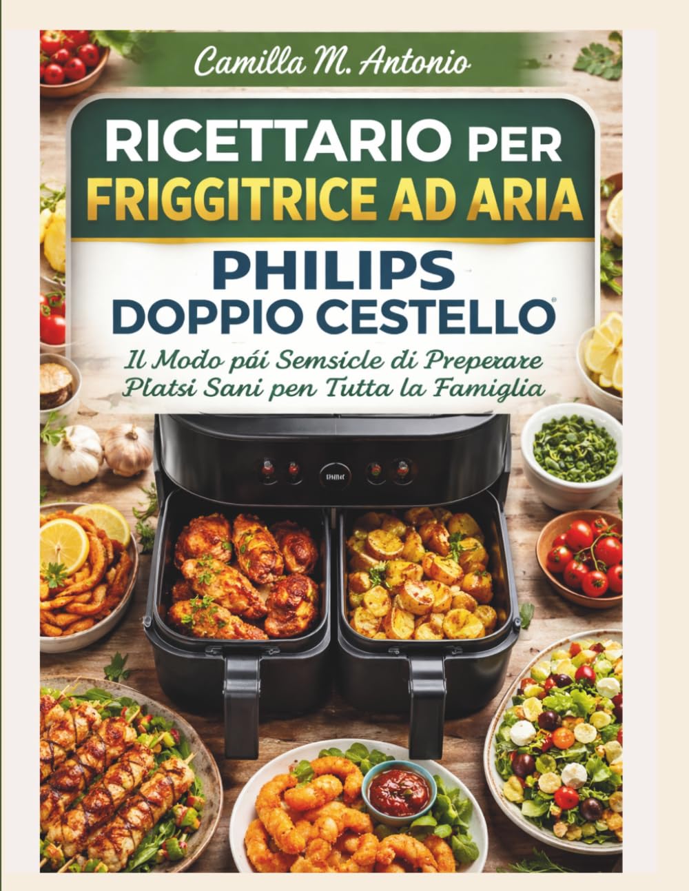 Ricettario Per Friggitrice ad Aria Philips Doppio Cestello: Il Modo piu Semplice di Preparare Piatti Sani per Tutta la Famiglia.