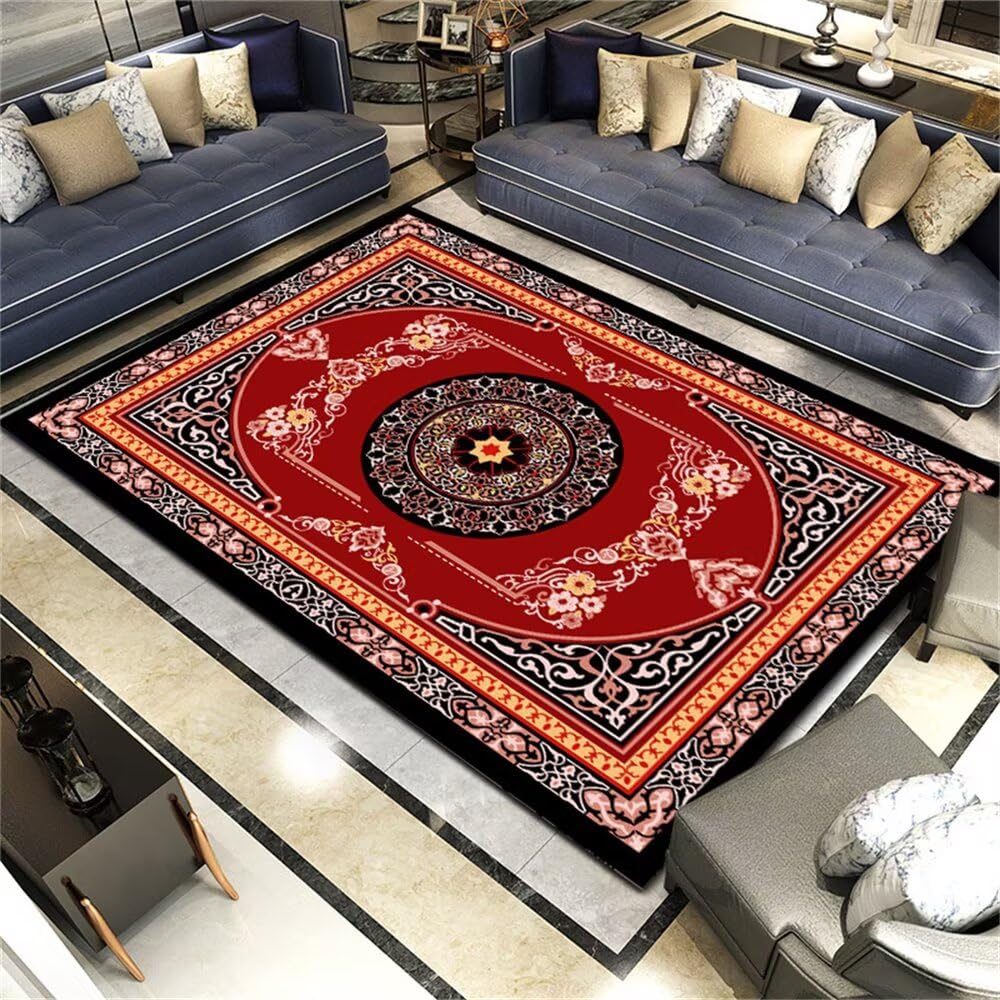 Tapis extérieur terrasse 50x80 cm rouge et noir vintage pour chambre enfant