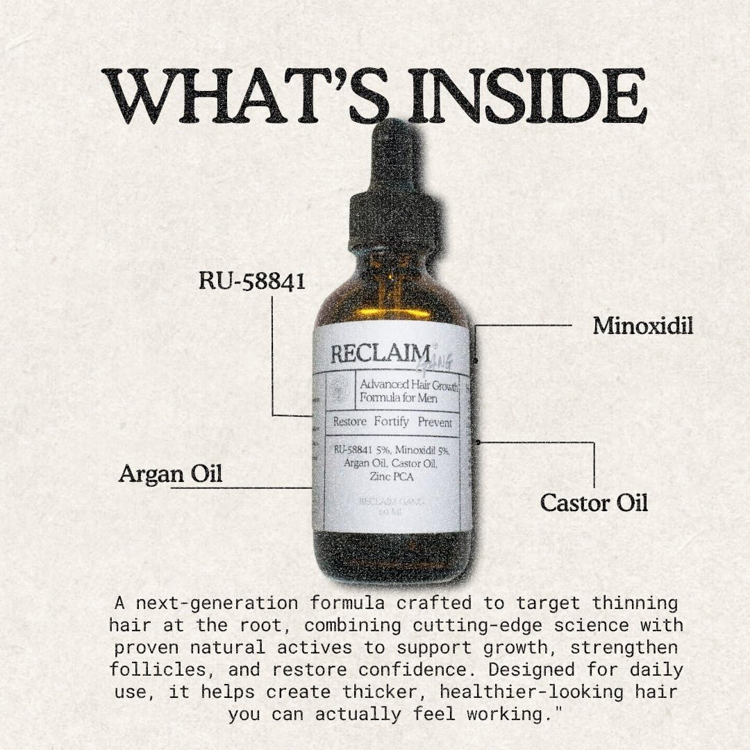 RU58841 + MINOXIDIL (60ml) Hair Growth Support Serum – Promotes Thicker, Fuller Hair with Natural Hydrating Oils - Image 4