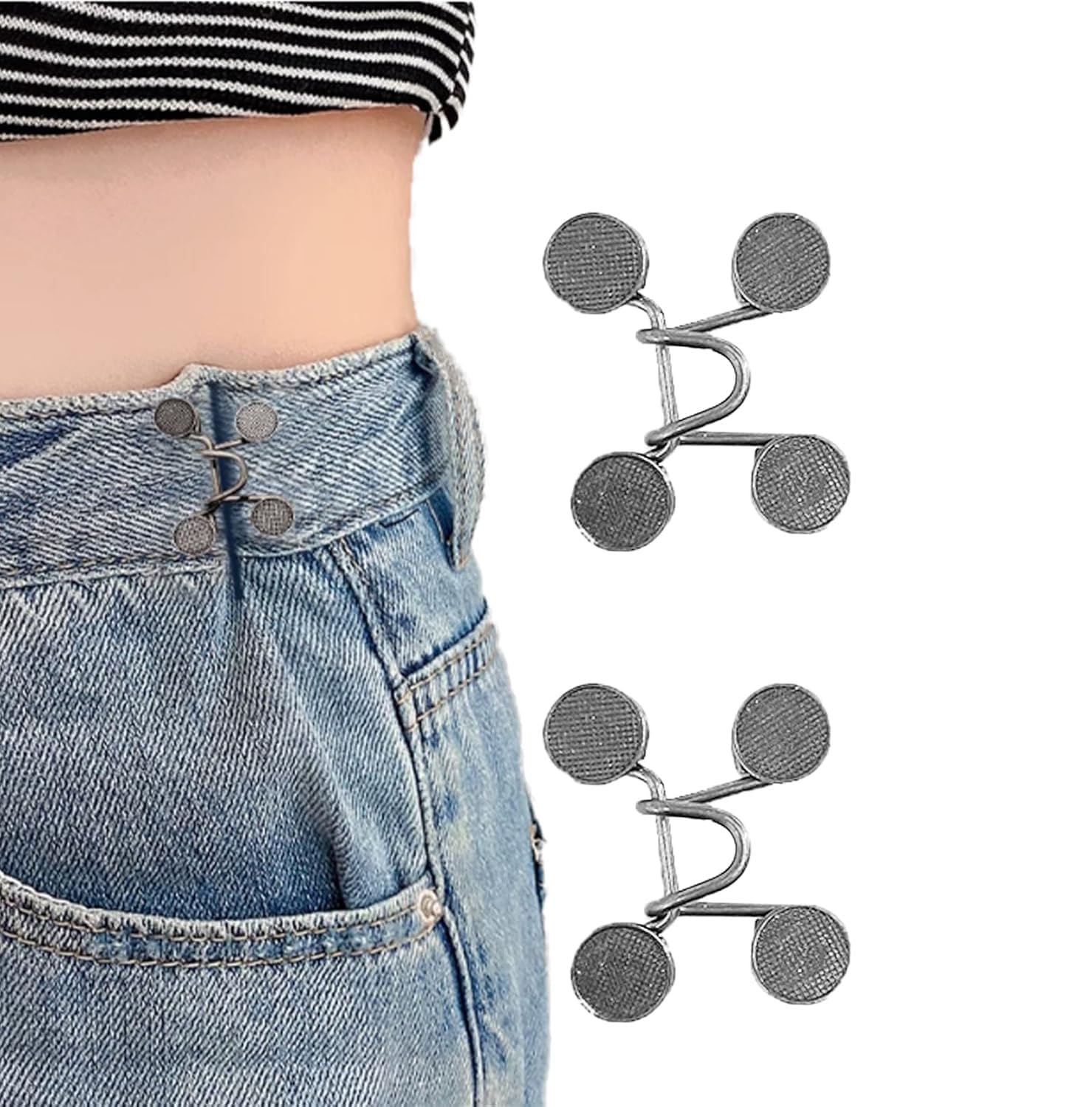 4 Set Pant Waist Tightener Adjustable Reusable Instant Jeans No Sewing Detachable Button Adjuster for Clothing Accessories